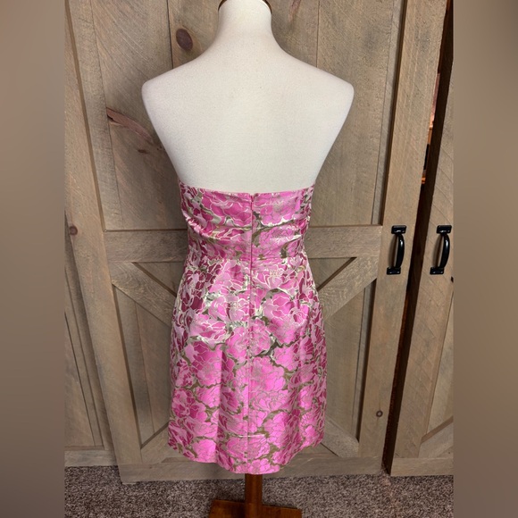 Lilly Pulitzer Raya pink and gold strapless silk blend dress Size 6 - Picture 8 of 13